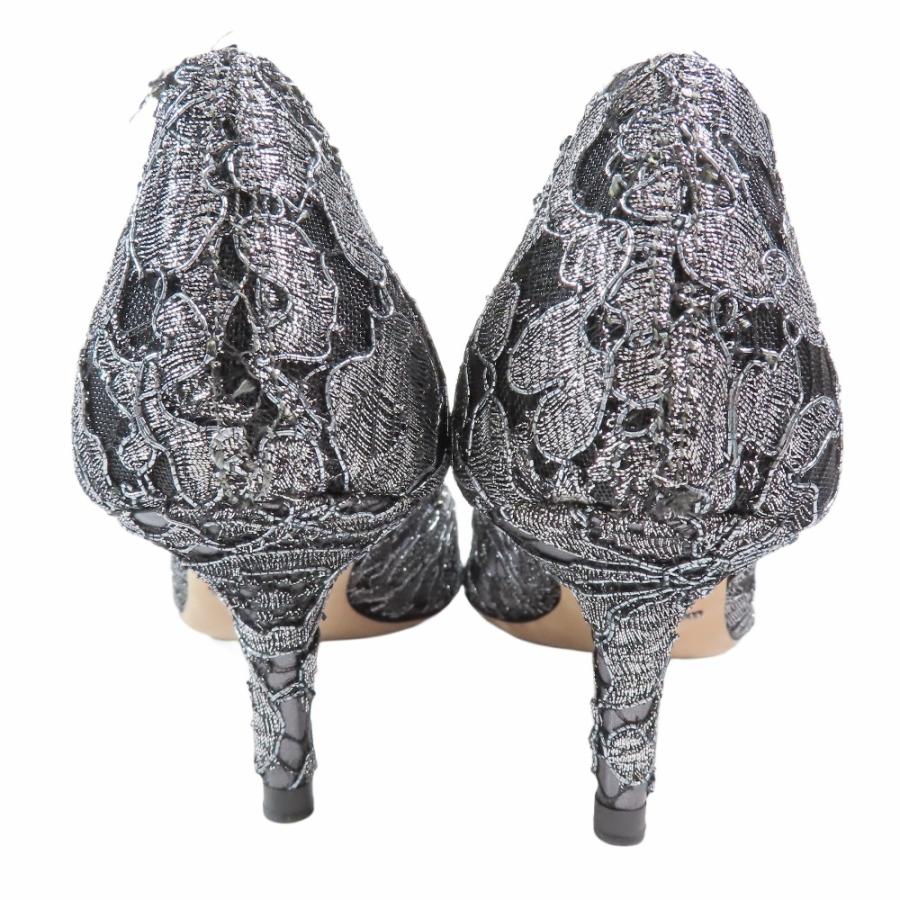 未使用 DOLCE&GABBANA ドルチェ＆ガッバーナ Bellucci 総レース ビジュー パンプス ミドルヒール シューズ 34 ブラック シルバー レディース 古着 中古 | DOLCE&GABBANA | 02