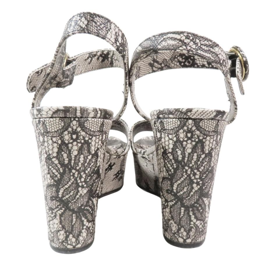 未使用 DOLCE&GABBANA ドルチェ＆ガッバーナ レース柄 厚底 プラットフォーム サンダル アンクルベルト 38 ブラック ホワイト レディース 古着 中古 | DOLCE&GABBANA | 02