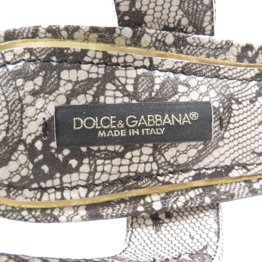 未使用 DOLCE&GABBANA ドルチェ＆ガッバーナ レース柄 厚底 プラットフォーム サンダル アンクルベルト 38 ブラック ホワイト レディース 古着 中古 | DOLCE&GABBANA | 05