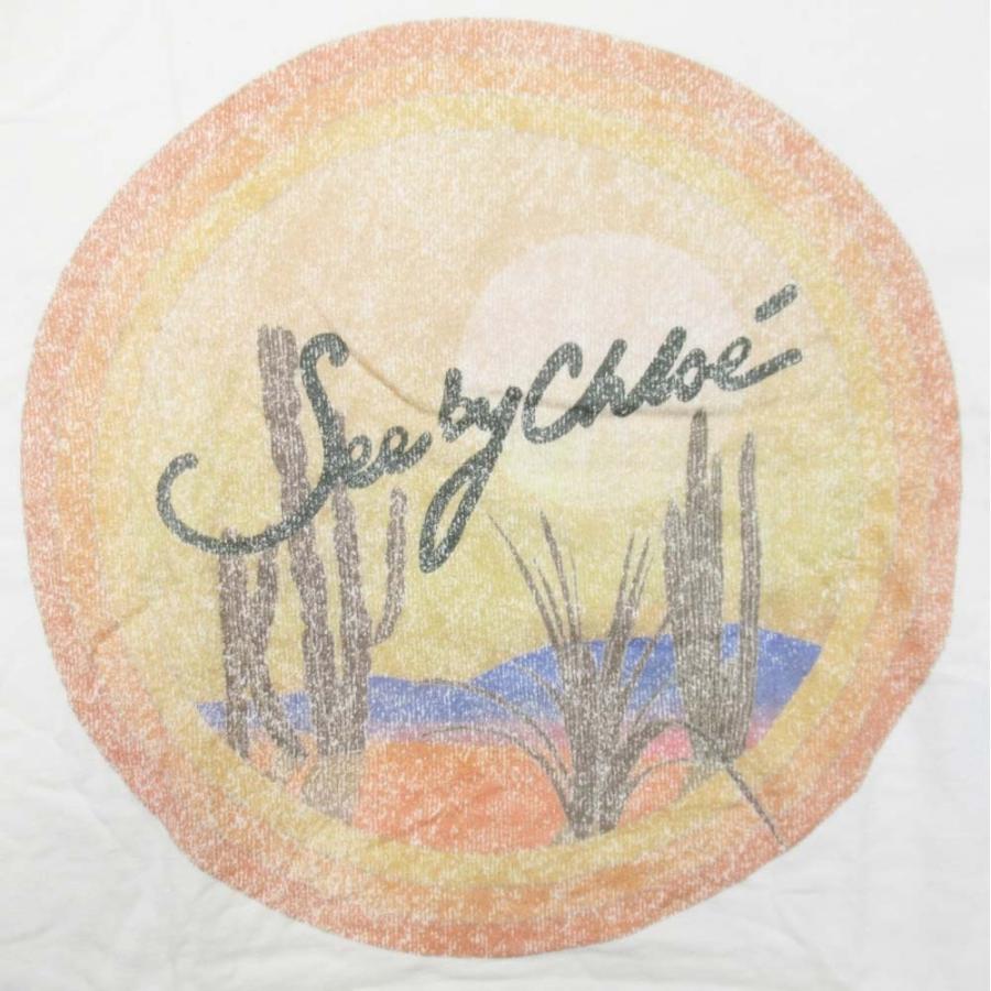 美品 18ss See By Chloe シーバイクロエ Tシャツ サンセット ロゴ プリント 半袖 カットソー XS オフホワイト レディース 古着 中古 | SEE BY CHLOE | 02