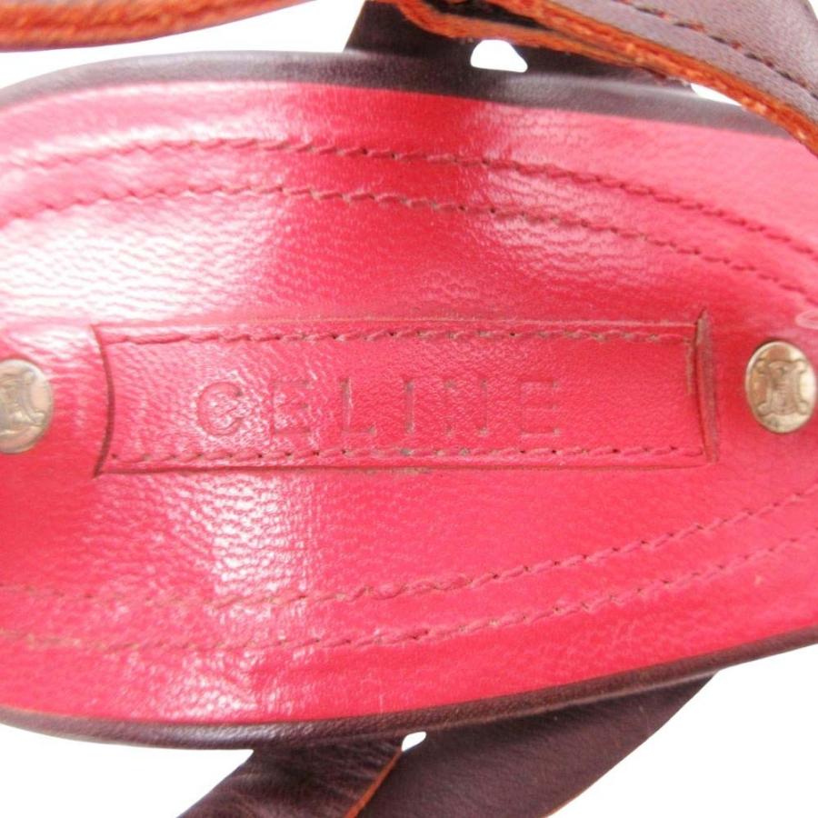 良品 CELINE セリーヌ T字ストラップ パンプス ハイヒール サンダル 10cmヒール レザー 本革 シューズ 靴 37C/23.5cm 茶 ブラウン レディース 古着 中古 | CELINE | 05