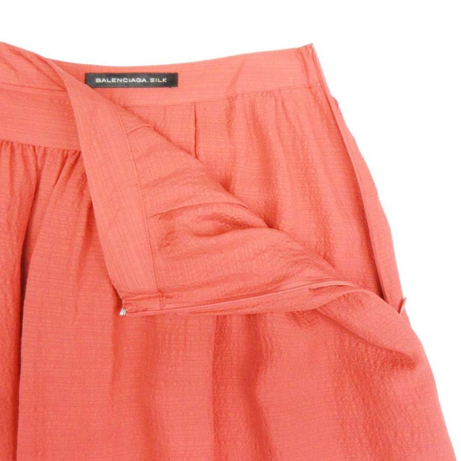 新品同様 11ss BALENCIAGA バレンシアガ シルク スカート フレアシルエット ギャザー タック入り 膝上丈 36 オレンジ レディース 古着 中古 | BALENCIAGA | 02