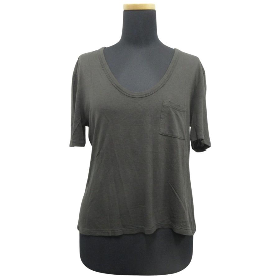 美品 T by Alexanderwang ティーバイアレキサンダーワン ストレッチ ポケット Tシャツ カットソー 半袖 丸首 サイズXS カーキ レディース 古着 中古 | alexanderwang