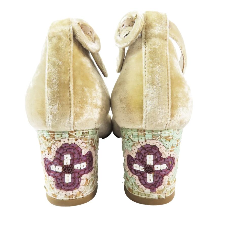 未使用 DOLCE&GABBANA ドルチェアンドガッバーナ ベロア パンプス 花柄ヒール アンクルストラップ ビーズ刺繍 靴 ブラウン 35.5 レディース 古着 中古 | DOLCE&GABBANA | 03
