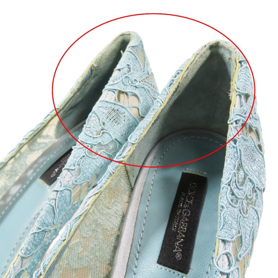 未使用 DOLCE&GABBANA ドルチェ＆ガッバーナ レインボー パンプス レース ブローチ ビジュー ミドルヒール シューズ 36.5 水色 レディース 古着 中古 | DOLCE&GABBANA | 07