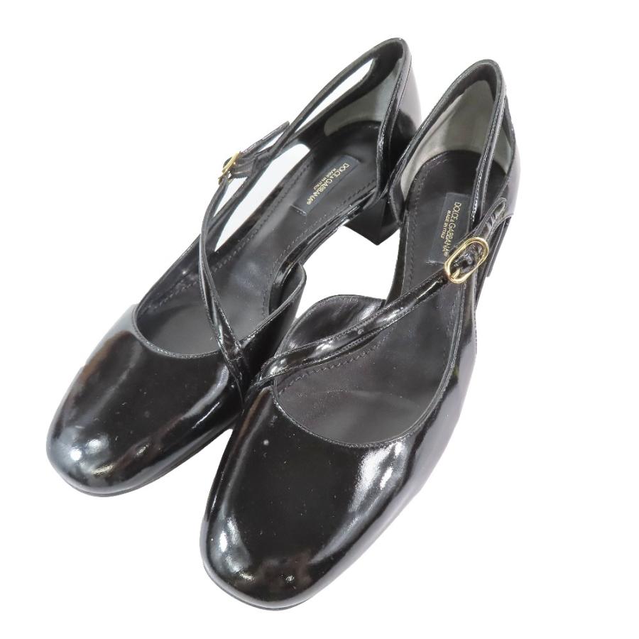 美品 DOLCE & GABBANA ドルチェアンドガッバーナ エナメルパンプス スクエアトゥ フォーマルシューズ 靴 シューズ ブラック 37 レディース 古着 中古 | DOLCE&GABBANA | 02