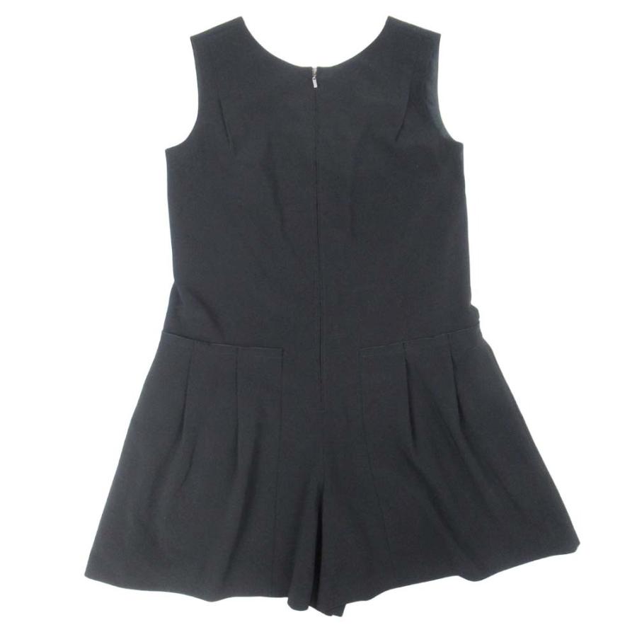 美品 18ss FOXEY NEW YORK フォクシー ノースリーブ ショートオールインワン コンビネゾン パンツドレス 38 黒 ブラック レディース 古着 中古 | FOXEY NEW YORK