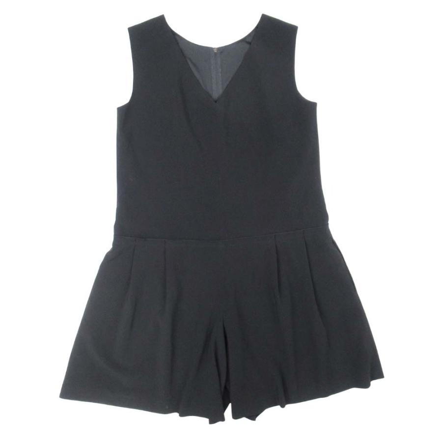 美品 18ss FOXEY NEW YORK フォクシー ノースリーブ ショートオールインワン コンビネゾン パンツドレス 38 黒 ブラック レディース 古着 中古 | FOXEY NEW YORK | 01