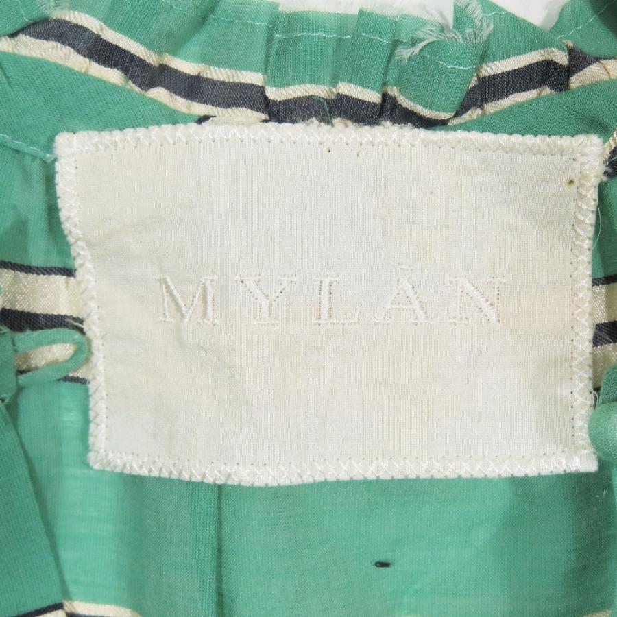 美品 17SS MYLAN マイラン リゾート ワンピース マルチストライプ ロング ノースリーブ シルク混 MY17SS-OP009 グリーン F レディース 古着 中古 | MYLAN | 04