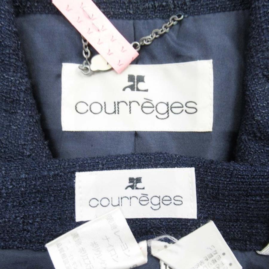 美品 courreges クレージュ サマーツイード スカートスーツ ダブルボタンジャケット 膝丈スカート セットアップ 11AR67 ネイビー レディース 古着 中古 | courreges | 07