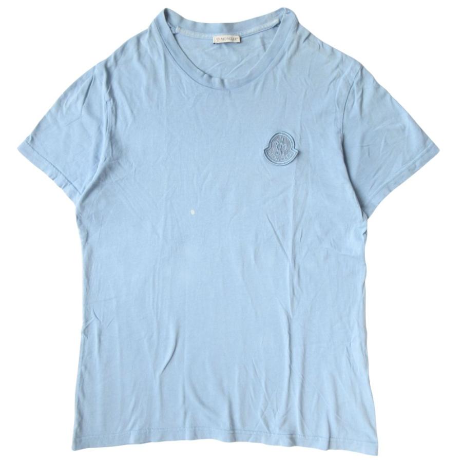 MONCLER モンクレール コットン Tシャツ カットソー 半袖 ロゴ ワッペン F20938C75900 サイズL ライトブルー メンズ 古着 中古 | MONCLER