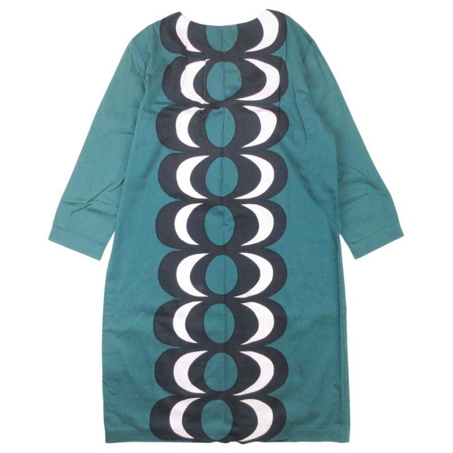 良品 marimekko マリメッコ Kaivo カイヴォ 総柄 プリント ワンピース 七分袖 膝丈 ハーフ チュニック ストレッチ 36 緑 レディース 古着 中古 | marimekko | 01