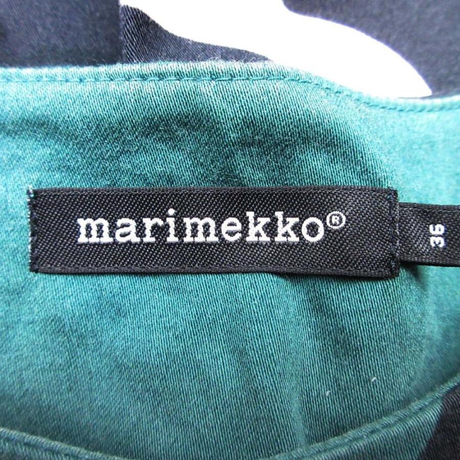良品 marimekko マリメッコ Kaivo カイヴォ 総柄 プリント ワンピース 七分袖 膝丈 ハーフ チュニック ストレッチ 36 緑 レディース 古着 中古 | marimekko | 04