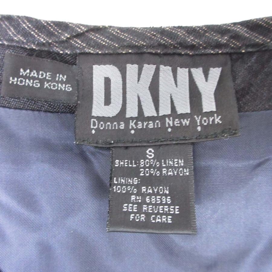 美品 90's DKNY ダナキャラン ニューヨーク リネン混 ベスト ジレ 異素材切替 Vネック ヴィンテージ S チャコール×ネイビー メンズ 古着 中古 | DKNY | 03