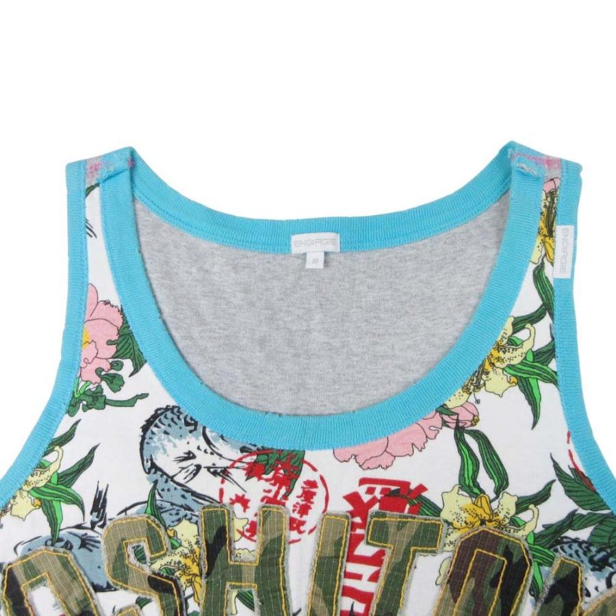 美品 ENERGIE エナジー パッチワーク タンクトップ ノースリーブ Tシャツ 切替 ダメージ加工 和柄 M マルチカラー×グレー メンズ 古着 中古 | エナジー | 02