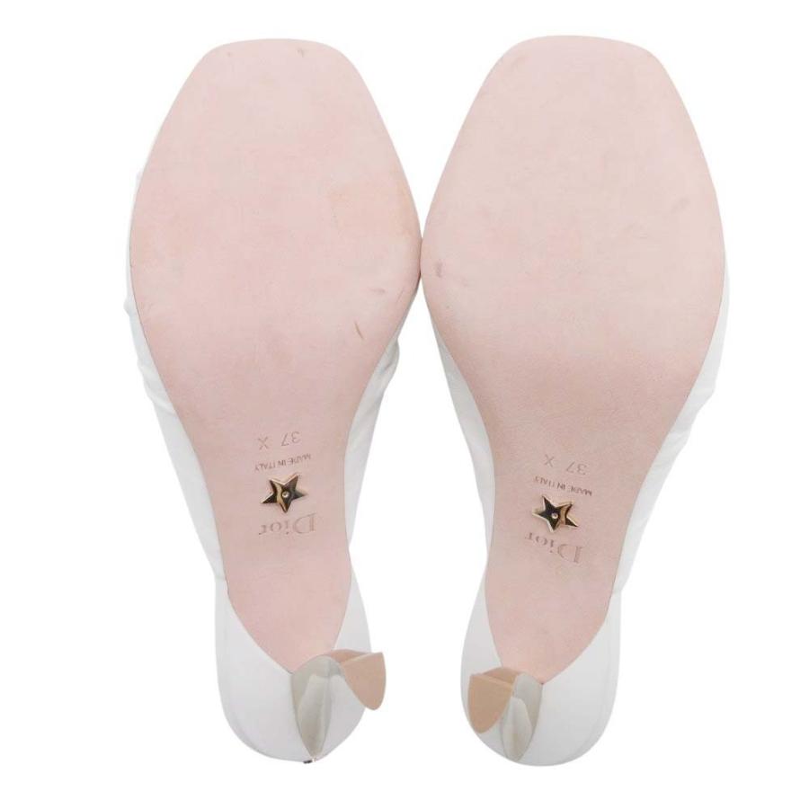 新品同様 Christian Dior クリスチャンディオール ギャザー ミュール サンダル パンプス ハイヒール CDロゴ 37/24.0cm ホワイト レディース 古着 中古 | Christian Dior | 05
