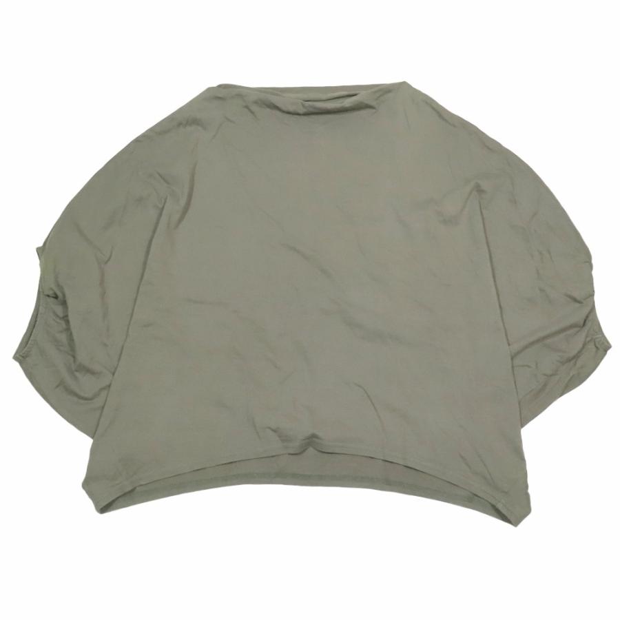 mizuiro ind ミズイロインド 七分袖 Tシャツ カットソー ドルマンスリーブ ボートネック ドレープ プルオーバー カーキ レディース 古着 中古 | mizuiroind