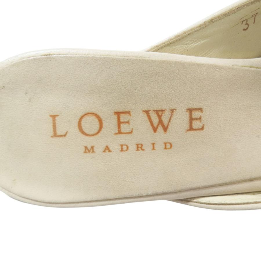 良品 LOEWE ロエベ ミュール サンダル ローヒール オープントゥ レザー シューズ オールド アーカイブ 37 ネイビー ベージュ レディース 古着 中古 | LOEWE | 05