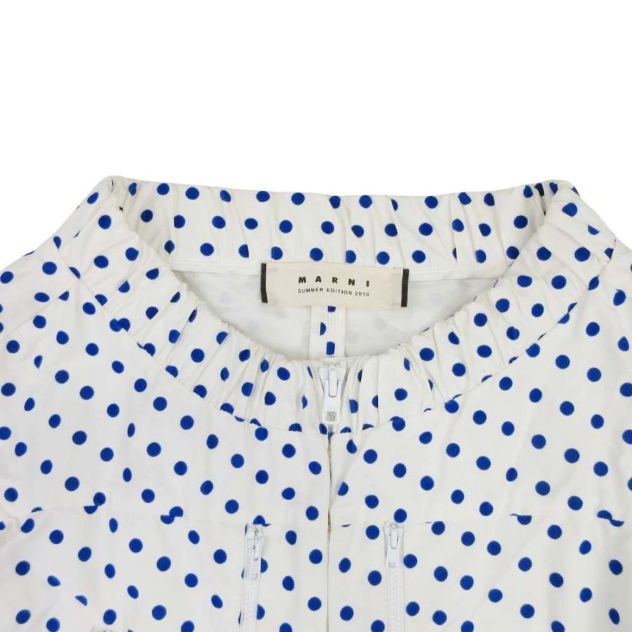 良品 10ss MARNI マルニ ドット ノーカラー ジップ ジャケット ブルゾン アウター 薄手 38 オフ白 オフホワイト×ブルー レディース 古着 中古 | MARNI | 02