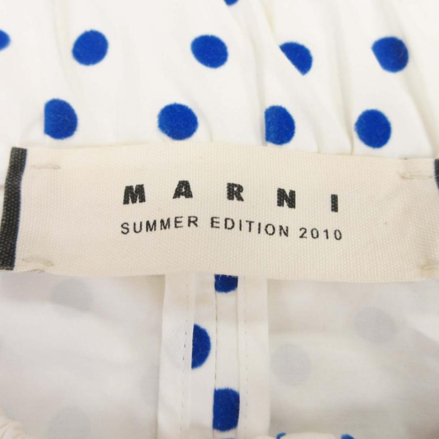 良品 10ss MARNI マルニ ドット ノーカラー ジップ ジャケット ブルゾン アウター 薄手 38 オフ白 オフホワイト×ブルー レディース 古着 中古 | MARNI | 05