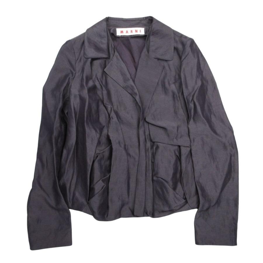 良品 10ss MARNI マルニ リネンブレンド オープン 変形テーラード ジャケット ブレザー ブルゾン アウター 36 紫系 レディース 古着 中古 | MARNI