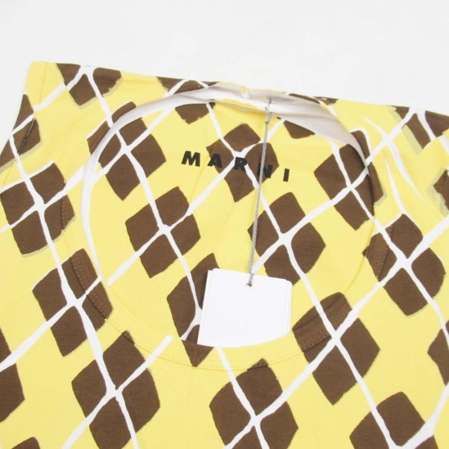 未使用 11ss MARNI マルニ アーガイルチェック プリント タンクトップ 総柄 ノースリーブ Tシャツ 40 白 ホワイト 黄 茶 レディース 古着 中古 | MARNI | 02