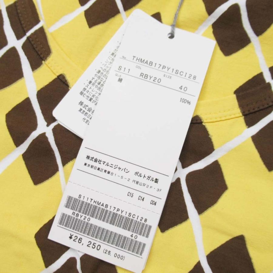 未使用 11ss MARNI マルニ アーガイルチェック プリント タンクトップ 総柄 ノースリーブ Tシャツ 40 白 ホワイト 黄 茶 レディース 古着 中古 | MARNI | 04