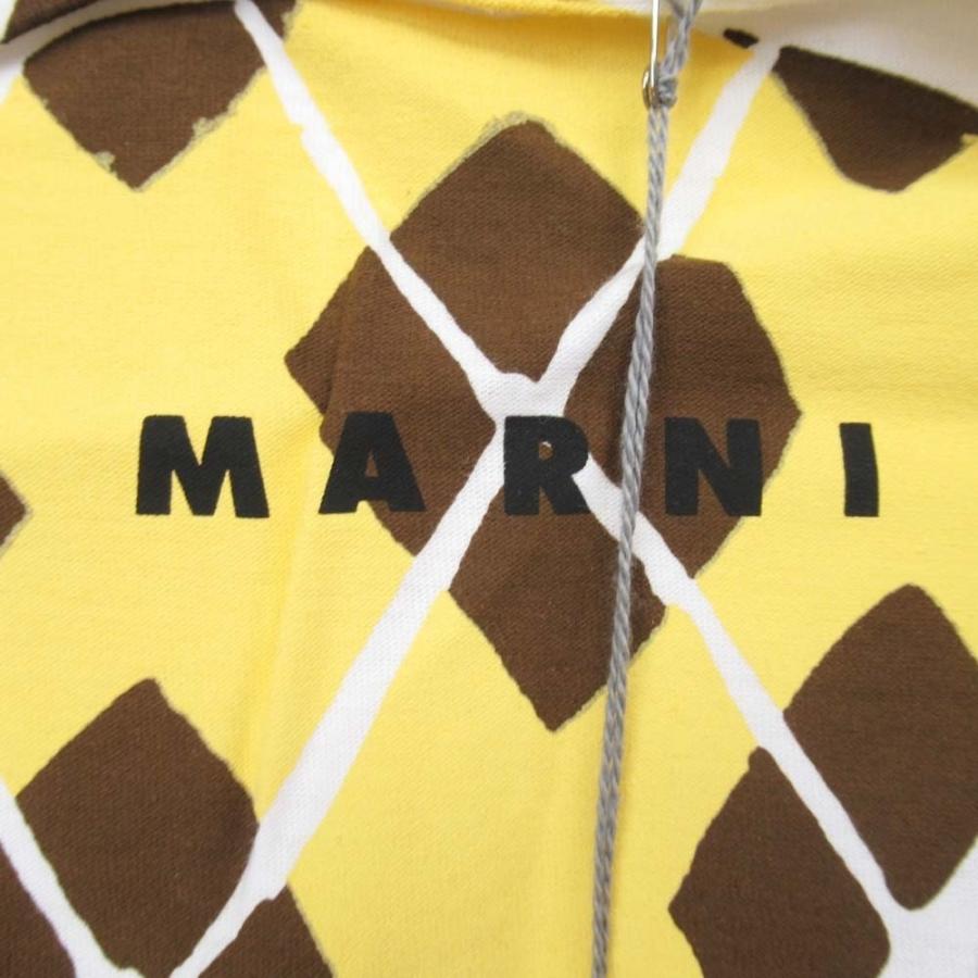 未使用 11ss MARNI マルニ アーガイルチェック プリント タンクトップ 総柄 ノースリーブ Tシャツ 40 白 ホワイト 黄 茶 レディース 古着 中古 | MARNI | 05