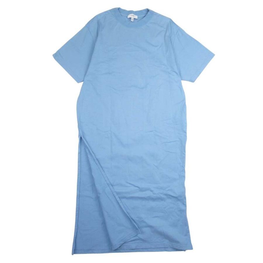 美品 HYKE ハイク サイドスリット Tシャツワンピース オーバーサイズ 半袖 カットソー 1 サックスブルー レディース 古着 中古 | HYKE