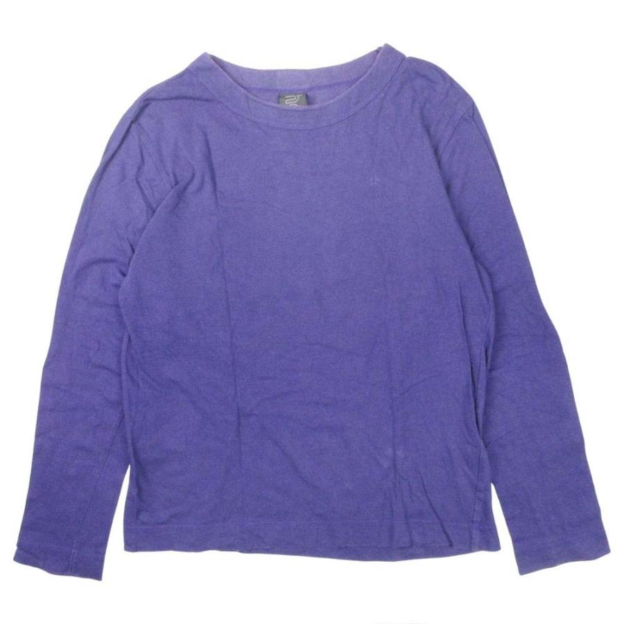 良品 homspun ホームスパン 天竺 コットン Tシャツ カットソー トップス ストレッチ 長袖 クルーネック S 紫 パープル レディース 古着 中古 | homspun