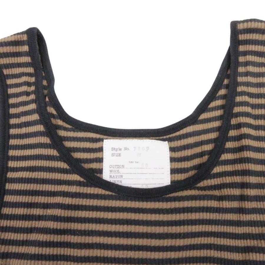 美品 RNA アールエヌエー ボーダー リブ ロング丈 タンクトップ ノースリーブ カットソー トップス M ブラウン ブラック レディース 古着 中古 | RNA | 02