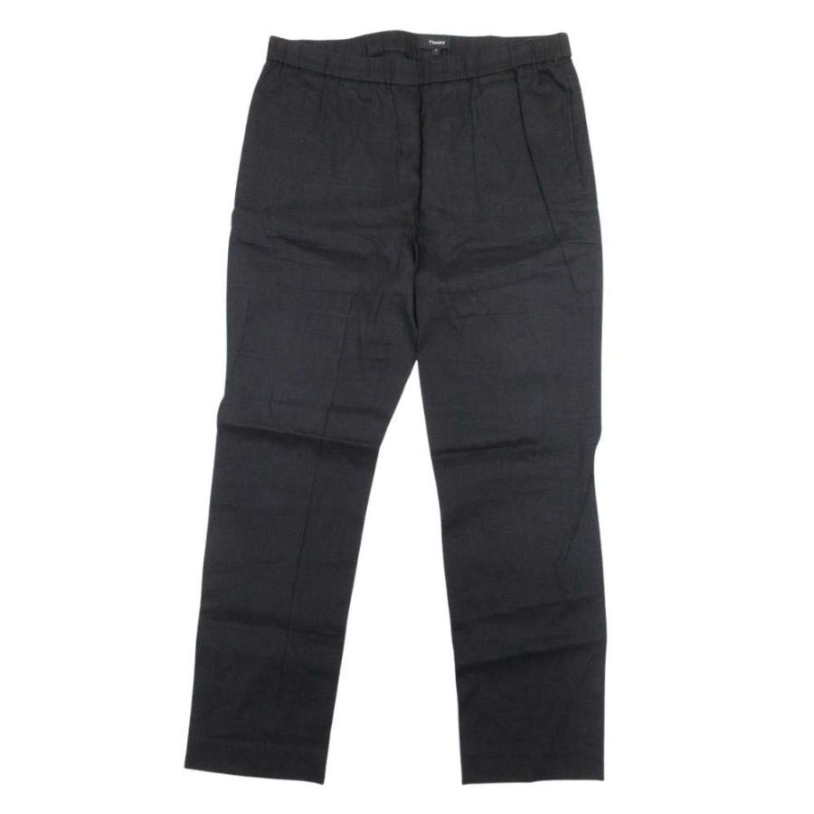 良品 Theory セオリー ECO CRUNCH WASH BASIC PULL ON PANT リネン混 パンツ イージーウエスト ストレッチ 4 黒 ブラック レディース 古着 中古 | theory