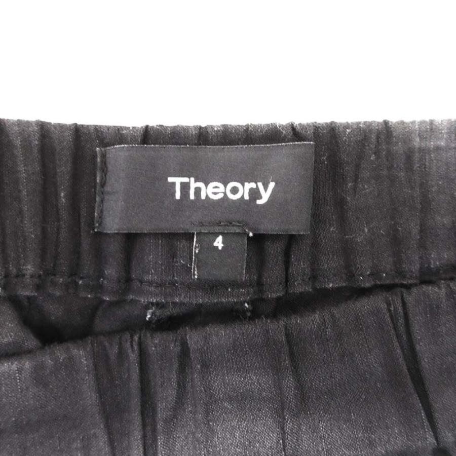 良品 Theory セオリー ECO CRUNCH WASH BASIC PULL ON PANT リネン混 パンツ イージーウエスト ストレッチ 4 黒 ブラック レディース 古着 中古 | theory | 03