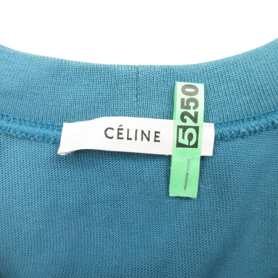 CELINE セリーヌ DEPOSE フィービー期 五分袖 コットン オーバーサイズ Tシャツ カットソー 無地 44 ブルー系 メンズ レディース 古着 中古 | CELINE | 04