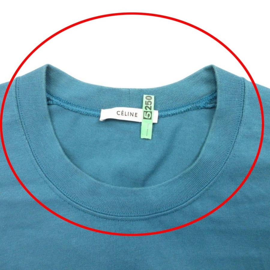 CELINE セリーヌ DEPOSE フィービー期 五分袖 コットン オーバーサイズ Tシャツ カットソー 無地 44 ブルー系 メンズ レディース 古着 中古 | CELINE | 06