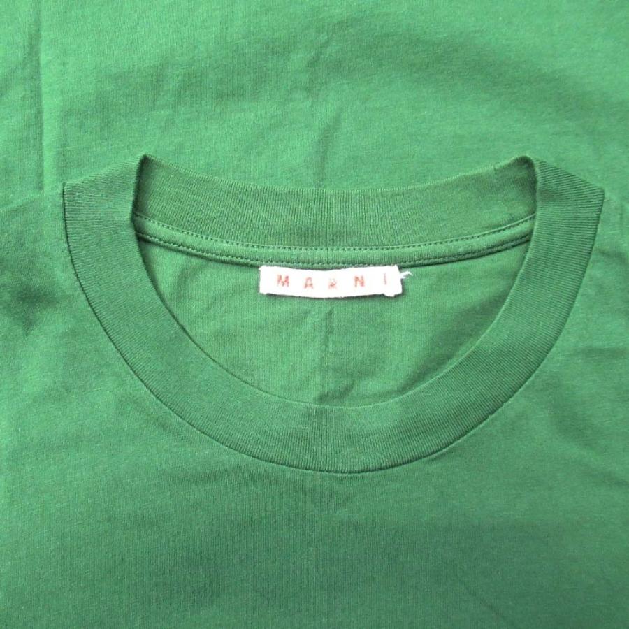 新品同様 22aw MARNI マルニ オーガニックコットン使用 ロゴ刺繍 Tシャツ クルーネック 半袖 カットソー 40 ダークグリーン レディース 古着 中古 | MARNI | 02