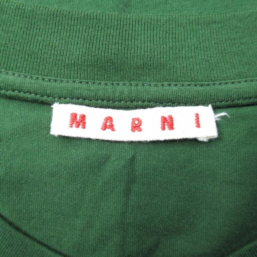 新品同様 22aw MARNI マルニ オーガニックコットン使用 ロゴ刺繍 Tシャツ クルーネック 半袖 カットソー 40 ダークグリーン レディース 古着 中古 | MARNI | 05