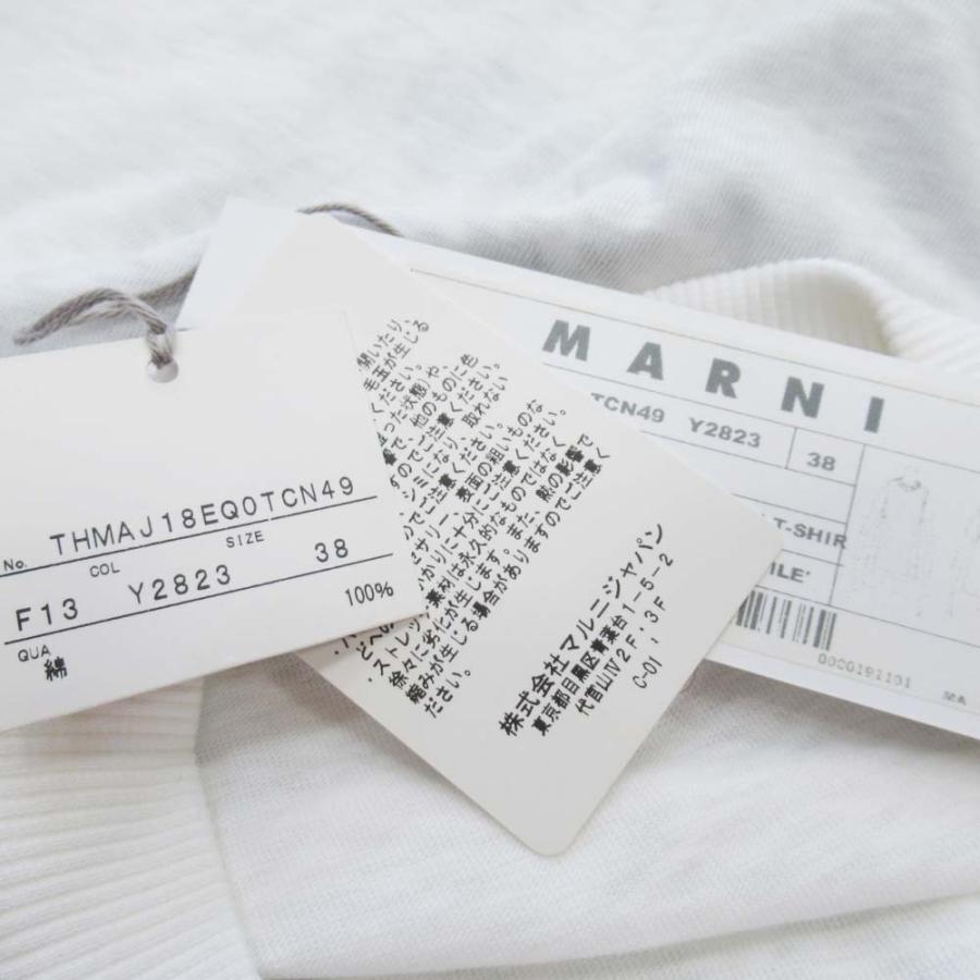 美品 MARNI マルニ 布帛 フラワープリント Tシャツ 半袖 ジャージ生地 カットソー 花柄 38 白 ホワイト ダークグリーン レディース 古着 中古 | MARNI | 04