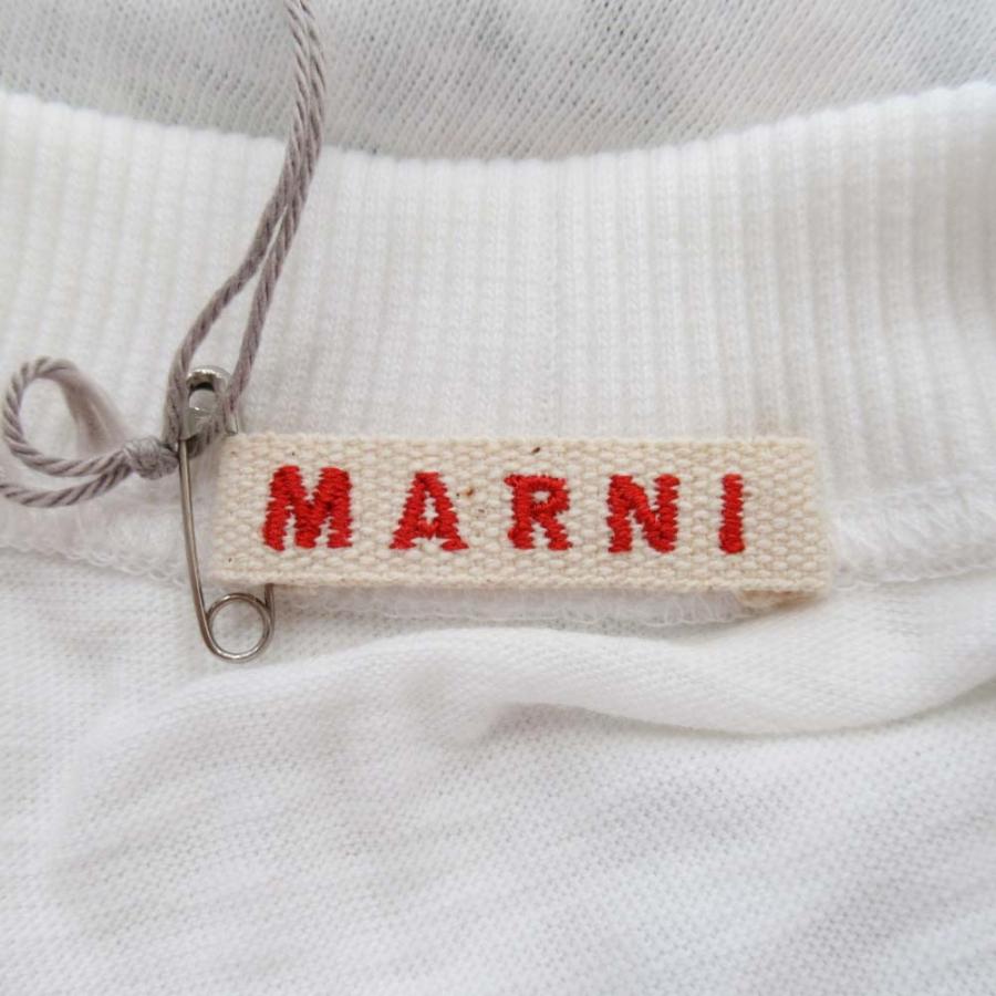 美品 MARNI マルニ 布帛 フラワープリント Tシャツ 半袖 ジャージ生地 カットソー 花柄 38 白 ホワイト ダークグリーン レディース 古着 中古 | MARNI | 05