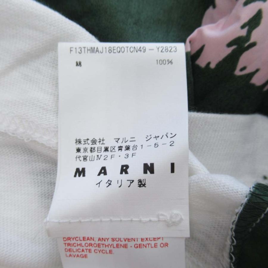 美品 MARNI マルニ 布帛 フラワープリント Tシャツ 半袖 ジャージ生地 カットソー 花柄 38 白 ホワイト ダークグリーン レディース 古着 中古 | MARNI | 06