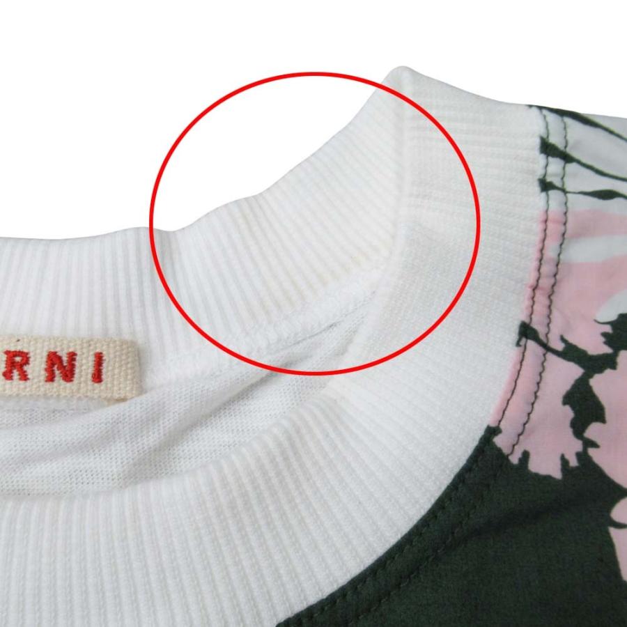 美品 MARNI マルニ 布帛 フラワープリント Tシャツ 半袖 ジャージ生地 カットソー 花柄 38 白 ホワイト ダークグリーン レディース 古着 中古 | MARNI | 07