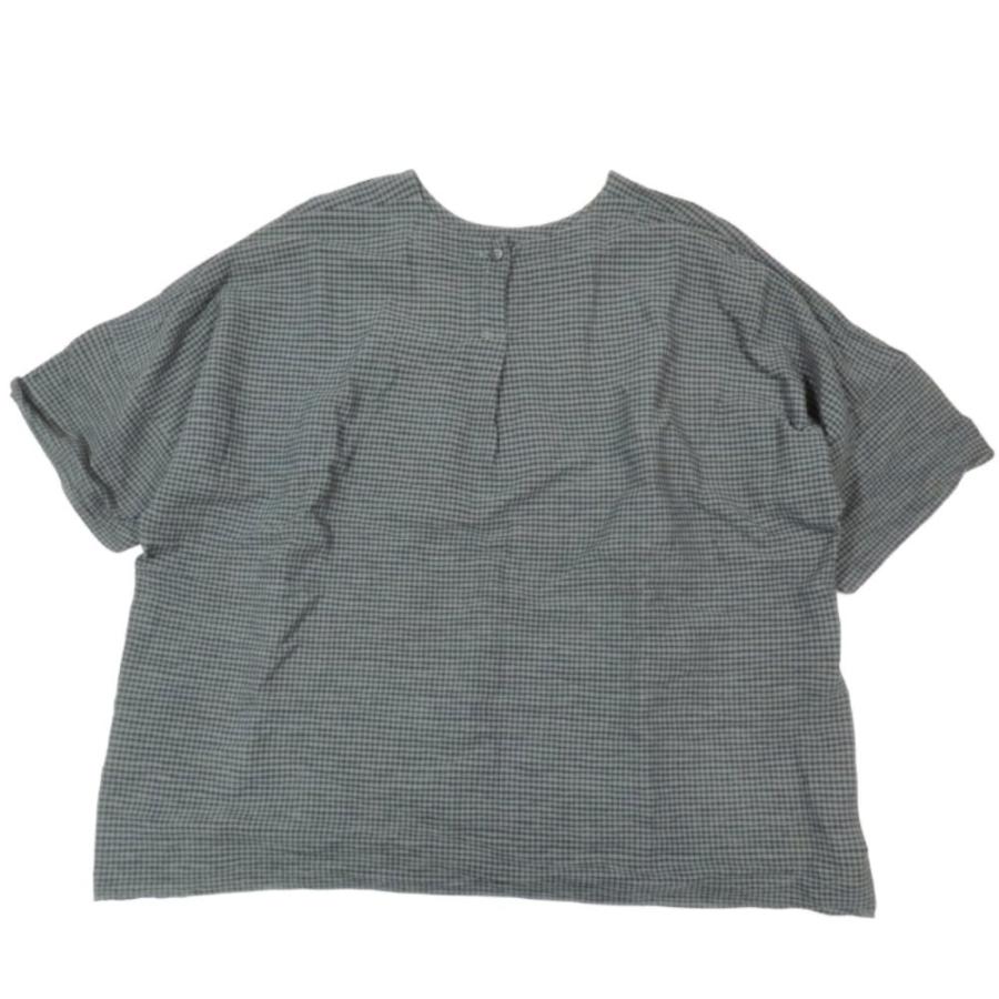 美品 24aw plantation プランテーション コットン Tシャツ 半袖 チェック柄 ボタン トップス カットソー M グリーン レディース 古着 中古 | Plantation | 01