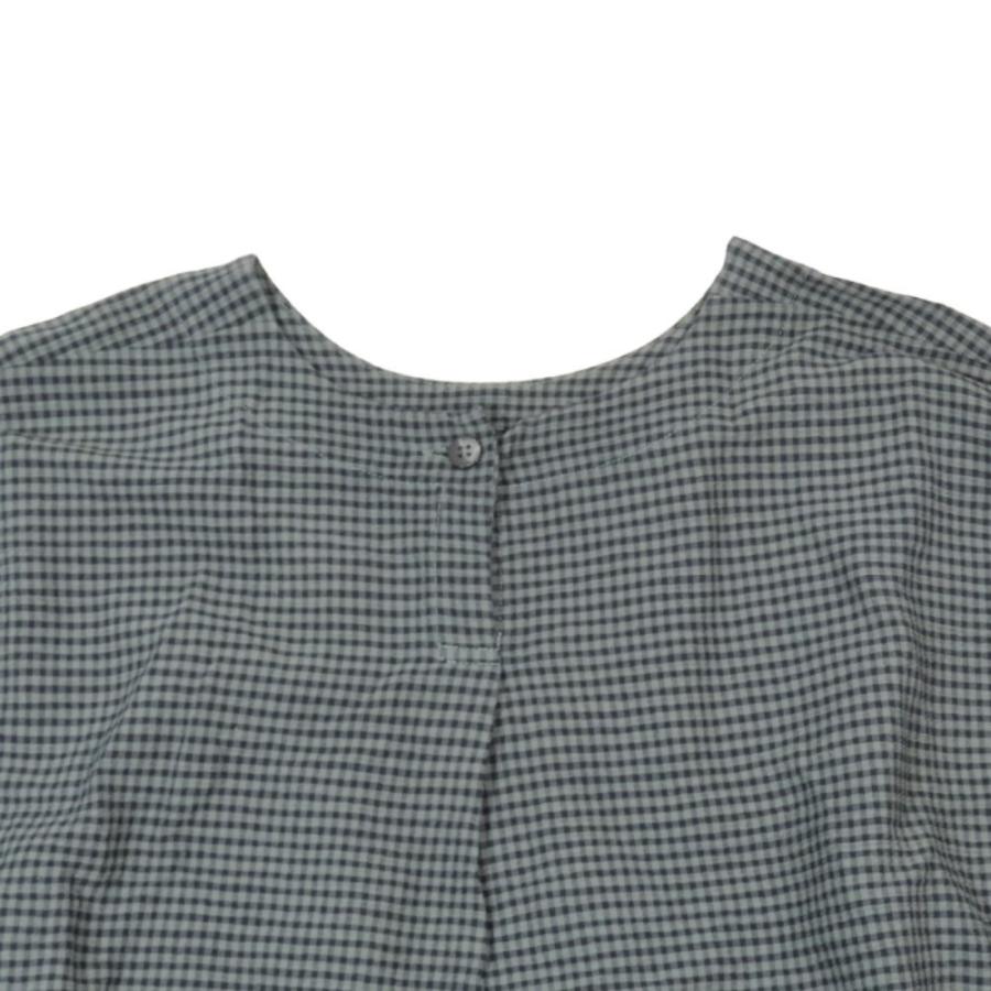 美品 24aw plantation プランテーション コットン Tシャツ 半袖 チェック柄 ボタン トップス カットソー M グリーン レディース 古着 中古 | Plantation | 02