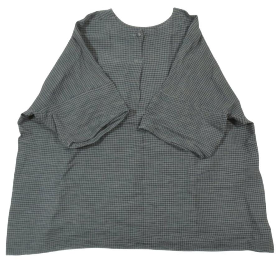 美品 24aw plantation プランテーション コットン Tシャツ 半袖 チェック柄 ボタン トップス カットソー M グリーン レディース 古着 中古 | Plantation | 03