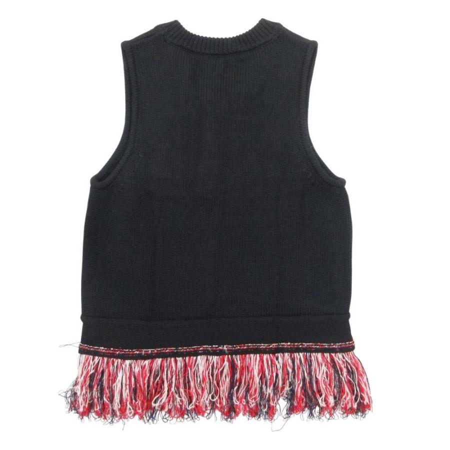 未使用 CARVEN カルヴェン フリンジ ニット ベスト Vネック カットソー ノースリーブ トップス S 黒 ブラック レディース 古着 中古 | CARVEN | 01