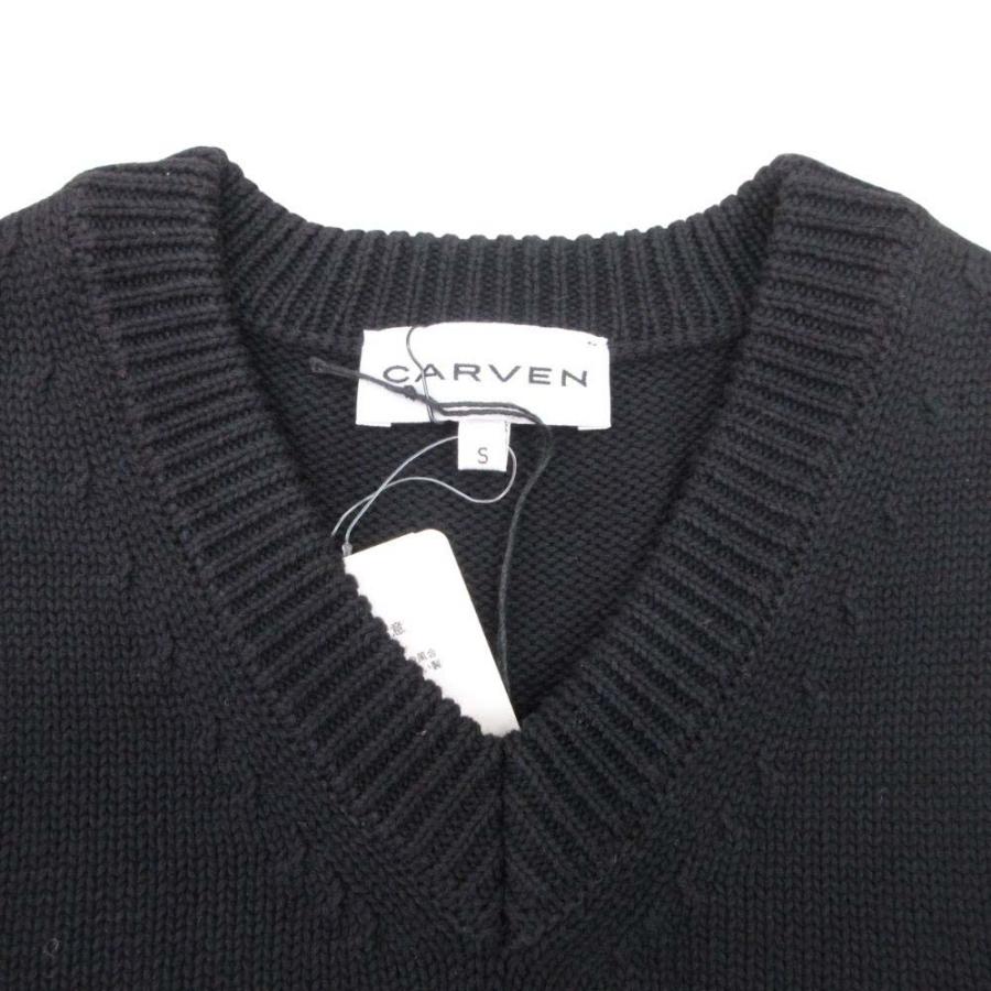 未使用 CARVEN カルヴェン フリンジ ニット ベスト Vネック カットソー ノースリーブ トップス S 黒 ブラック レディース 古着 中古 | CARVEN | 02