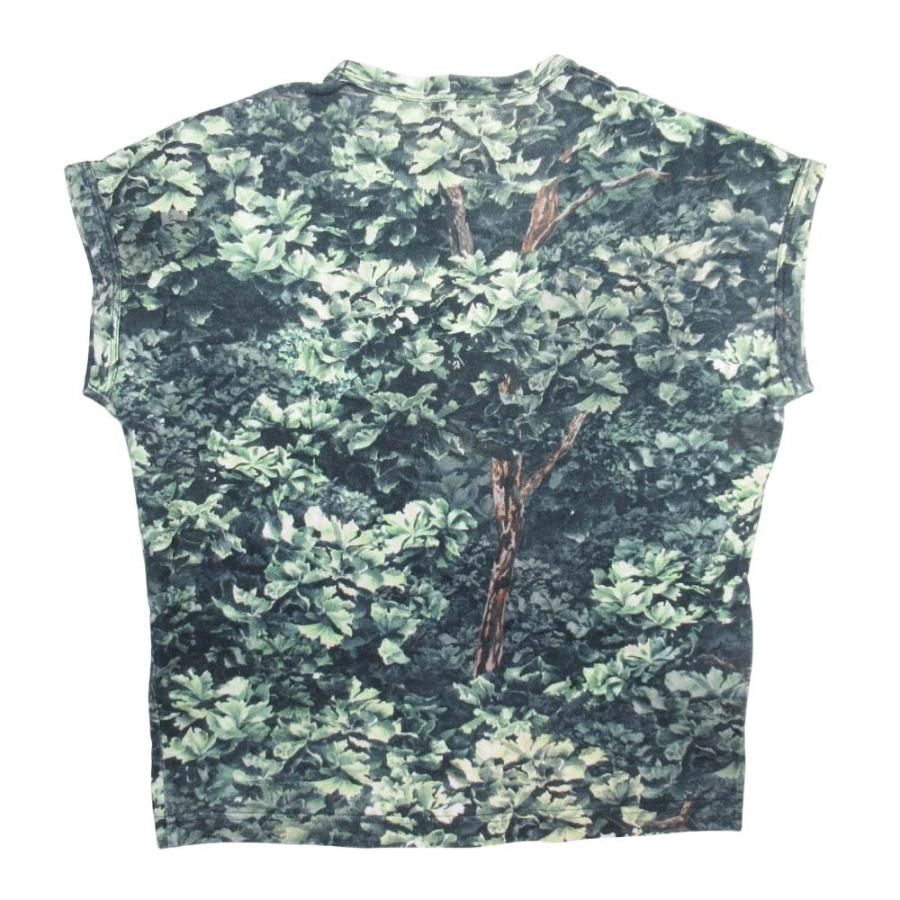 良品 HYKE ハイク R/L CAMO NO-SLEEVE T-SHIRT Tシャツ リアルリーフ カモプリント 総柄 トップス カットソー 1 グリーン系 レディース 古着 中古 | HYKE | 01