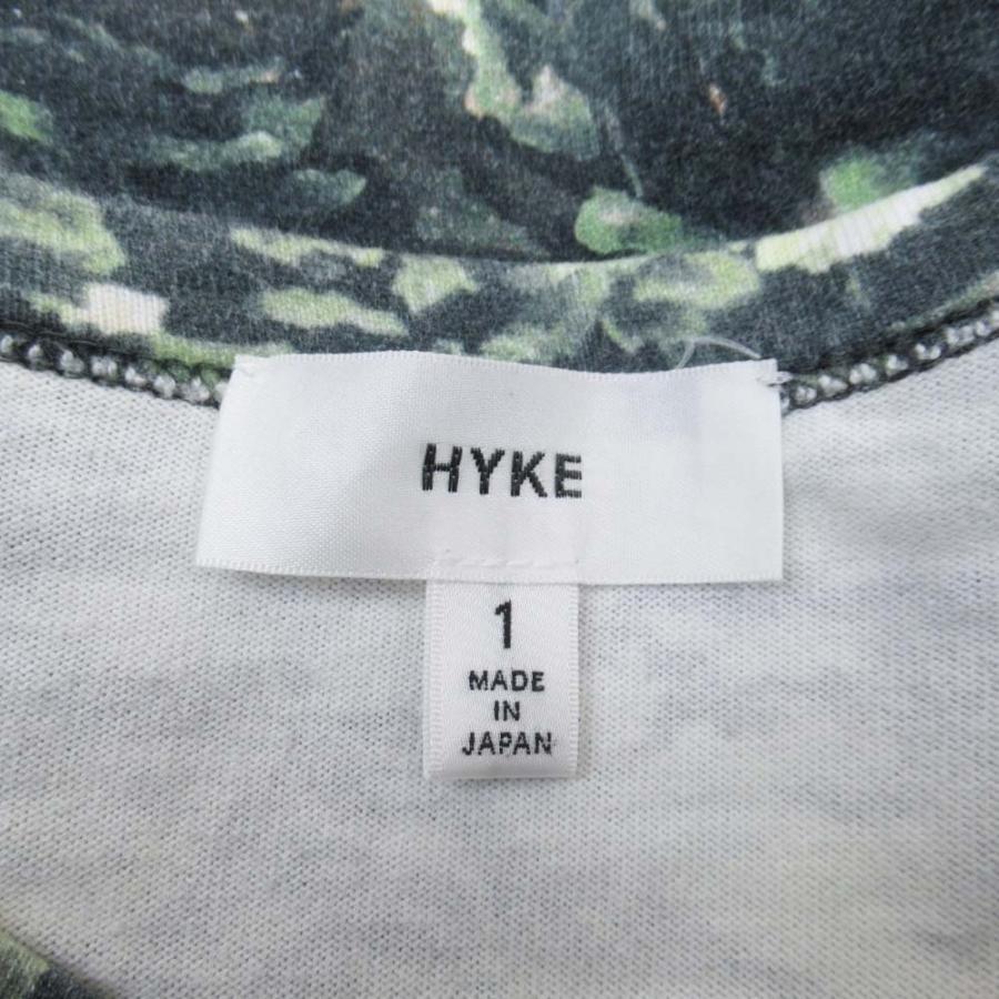 良品 HYKE ハイク R/L CAMO NO-SLEEVE T-SHIRT Tシャツ リアルリーフ カモプリント 総柄 トップス カットソー 1 グリーン系 レディース 古着 中古 | HYKE | 04