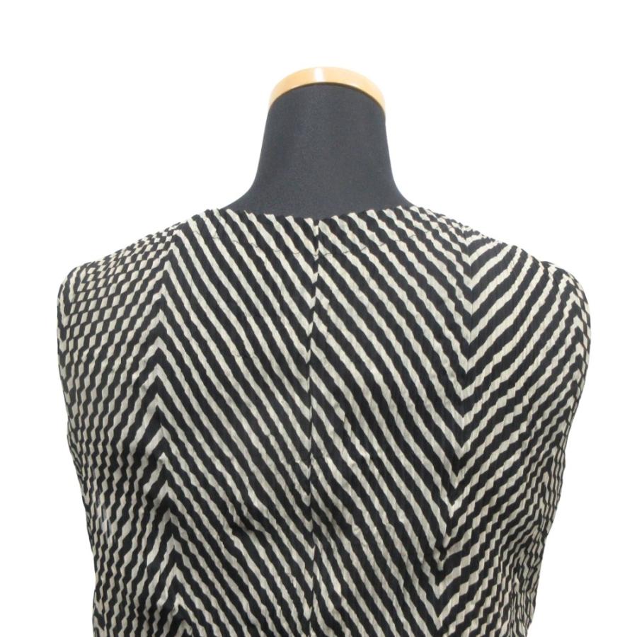 新品同様 02SS ISSEY MIYAKE イッセイミヤケ  ねじり プリーツ加工 ノースリーブ ワンピース ドレス ボーダー サイズ2 レディース 古着 中古 | ISSEY MIYAKE | 04