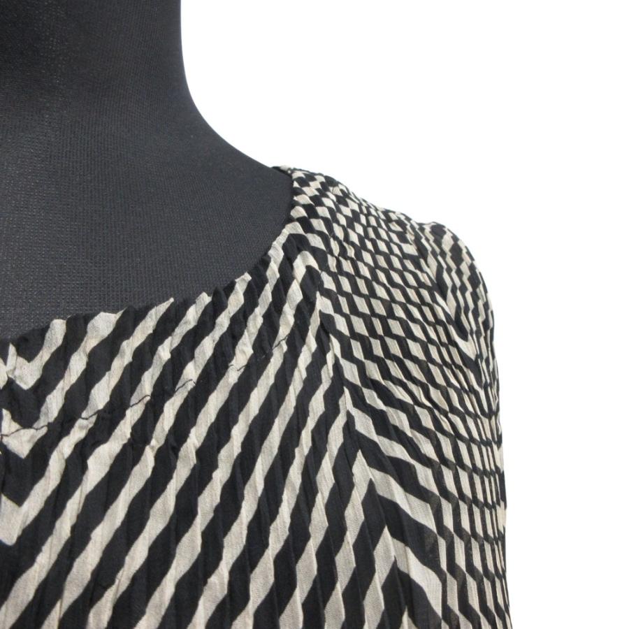 新品同様 02SS ISSEY MIYAKE イッセイミヤケ  ねじり プリーツ加工 ノースリーブ ワンピース ドレス ボーダー サイズ2 レディース 古着 中古 | ISSEY MIYAKE | 06